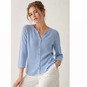 Leggiadro Waffle Knit Cotton Cardigan Size Small Quiet Luxury Minimalist Sweater